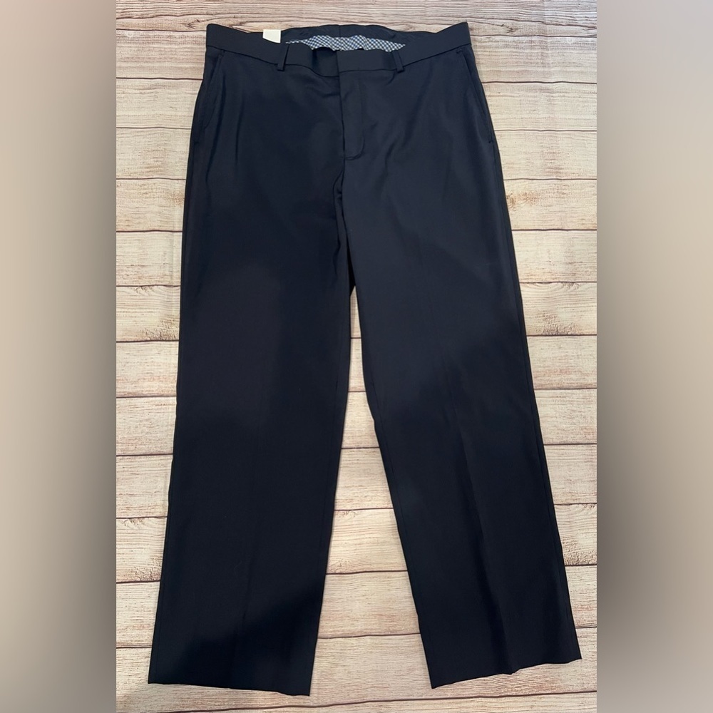 NAUTICA Mens Flat Front Navy Blue Classic Fit Dress Pants 44x38